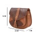 ASHIBO Saddle Bag For Women Girls Croco Embossed Printed Leather & Nappa Genuine Leather With Flap Closure Crossbody Bag Coco Brown
