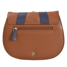 ASHIBO Fashion/Party Handbags For Women Girls Nappa Flat Genuine Leather Crossbody Handbags With Secured Closure Tan & Navy