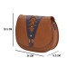 ASHIBO Fashion/Party Handbags For Women Girls Nappa Flat Genuine Leather Crossbody Handbags With Secured Closure Tan & Navy