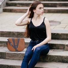 ASHIBO Fashion/Party Handbags For Women Girls Nappa Flat Genuine Leather Crossbody Handbags With Secured Closure Tan & Navy