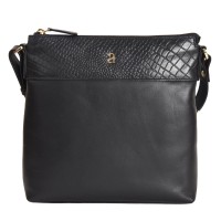 ASHIBO Sling Bag For Women Girls Croco Embossed Printed Leather & Nappa Genuine Leather With Keyring Holder Crossbody Bag  Coco Black