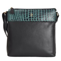 ASHIBO Sling Bag For Women Girls Croco Embossed Printed Leather & Nappa Genuine Leather With Keyring Holder Crossbody Bag  Coco Green