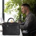 ASHIBO Sleek, Light Weight 13''/15'' Laptop Bag, Minimalistic Executive Bag For Men Women DDDM Genuine Leather Briefcase Black