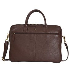 ASHIBO Sleek, Light Weight 13''/15'' Laptop Bag, Minimalistic Executive Bag For Men Women DDDM Genuine Leather Briefcase Brown