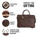 ASHIBO Sleek, Light Weight 13''/15'' Laptop Bag, Minimalistic Executive Bag For Men Women DDDM Genuine Leather Briefcase Brown