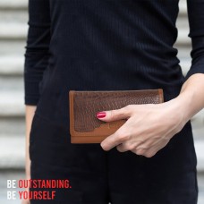 ASHIBO Continental Clutch Wallet For Women Croco Embossed Printed Leather & Nappa Genuine Leather With ID Windows RFID Blocking Technology with Zippered Pocket Multi Card Case Slots Coco Brown