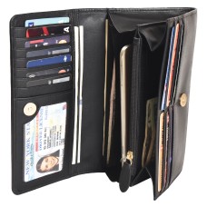 ASHIBO Continental Clutch Wallet For Women Croco Embossed Printed Leather & Nappa Genuine Leather With ID Windows RFID Blocking Technology with Zippered Pocket Multi Card Case Slots Coco Coco Green