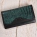 ASHIBO Continental Clutch Wallet For Women Croco Embossed Printed Leather & Nappa Genuine Leather With ID Windows RFID Blocking Technology with Zippered Pocket Multi Card Case Slots Coco Coco Green
