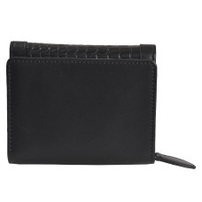 ASHIBO Trifold Wallet for Womens Croco Embossed Printed Leather & Nappa Genuine Leather with ID Windows Bill Compartments for Multipurpose Use Durable Purse Card Slots Slip pockets Coco Black
