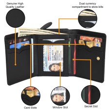 ASHIBO Trifold Wallet for Womens Croco Embossed Printed Leather & Nappa Genuine Leather with ID Windows Bill Compartments for Multipurpose Use Durable Purse Card Slots Slip pockets Coco Burgundy