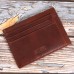 ASHIBO Card Holder For Men Women Credit Card & Business Multi Card Case Waxed Vegetable Tanned Finished Genuine Leather Coin Purse Brown