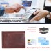 ASHIBO Card Holder For Men Women Credit Card & Business Multi Card Case Waxed Vegetable Tanned Finished Genuine Leather Coin Purse Brown