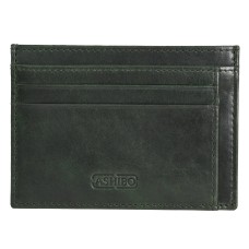 ASHIBO Card Holder For Men Women Credit Card & Business Multi Card Case Waxed Vegetable Tanned Finished Genuine Leather Coin Purse Green
