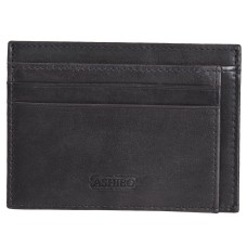 ASHIBO Card Holder For Men Women Credit Card & Business Multi Card Case Waxed Vegetable Tanned Finished Genuine Leather Coin Purse Blue