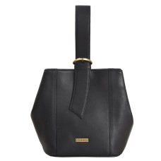 ASHIBO Party Wrist bag For Womens Nappa Flat Genuine Leather with Dual Secure Magnetic & Buckel Closure & Makeup Mirror Black