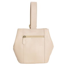 ASHIBO Party Wrist bag For Womens Nappa Flat Genuine Leather with Dual Secure Magnetic & Buckel Closure & Makeup Mirror Snow White