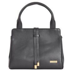ASHIBO Fashion/Party Satchel Bag For Womens Nappa Flat Genuine Leather Strip Closure With Zipperd Pocket & Makeup Mirror Black