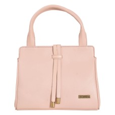 ASHIBO Fashion/Party Satchel Bag For Womens Nappa Flat Genuine Leather Strip Closure With Zipperd Pocket & Makeup Mirror Pink