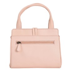 ASHIBO Fashion/Party Satchel Bag For Womens Nappa Flat Genuine Leather Strip Closure With Zipperd Pocket & Makeup Mirror Pink