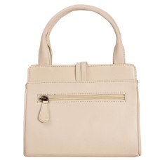 ASHIBO Fashion/Party Satchel Bag For Womens Nappa Flat Genuine Leather Strip Closure With Zipperd Pocket & Makeup Mirror Snow White