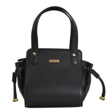 ASHIBO Fashion Drawstring Handbag For Womens Nappa Flat Genuine Leather With Zipperd Pocket Closure & Makeup Mirror Black