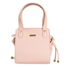 ASHIBO Fashion Drawstring Handbag For Womens Nappa Flat Genuine Leather With Zipperd Pocket Closure & Makeup Mirror Pink