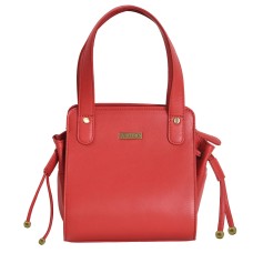 ASHIBO Fashion Drawstring Handbag For Womens Nappa Flat Genuine Leather With Zipperd Pocket Closure & Makeup Mirror Red