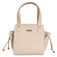 ASHIBO Fashion Drawstring Handbag For Womens Nappa Flat Genuine Leather With Zipperd Pocket Closure & Makeup Mirror Snow White