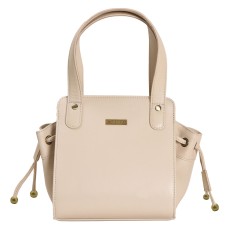 ASHIBO Fashion Drawstring Handbag For Womens Nappa Flat Genuine Leather With Zipperd Pocket Closure & Makeup Mirror Snow White