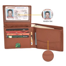 ASHIBO Card Holder For Men Women Credit Card & Business Multi Card Case Waxed Vegetable Tanned Finished Genuine Leather Coin Purse Cognac