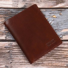 ASHIBO Minimalist Wallet For Men Waxed Vegetable Tanned Finished Genuine Leather With Open And Hidden Card Slots Flip pockets Large Bill Compartment  Brown