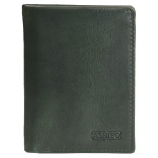 ASHIBO Minimalist Wallet For Men Waxed Vegetable Tanned Finished Genuine Leather With Open And Hidden Card Slots Flip pockets Large Bill Compartment  Green